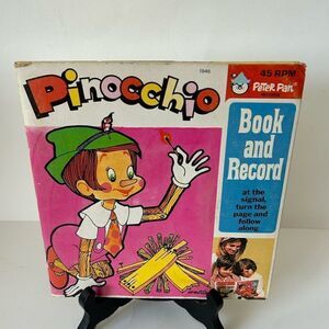 Pinocchio 7' Vinyl Record Book, Peter Pan Records-1946 Children's Story, 1971